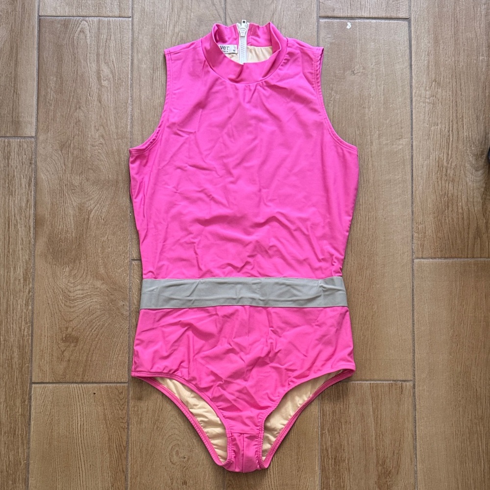 Pink Sleeveless Swimsuit with Silver accent